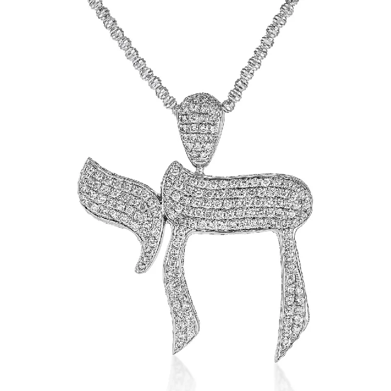 Women’s charm necklaces-10k White Gold 4.5 Diamond Haim Pendant