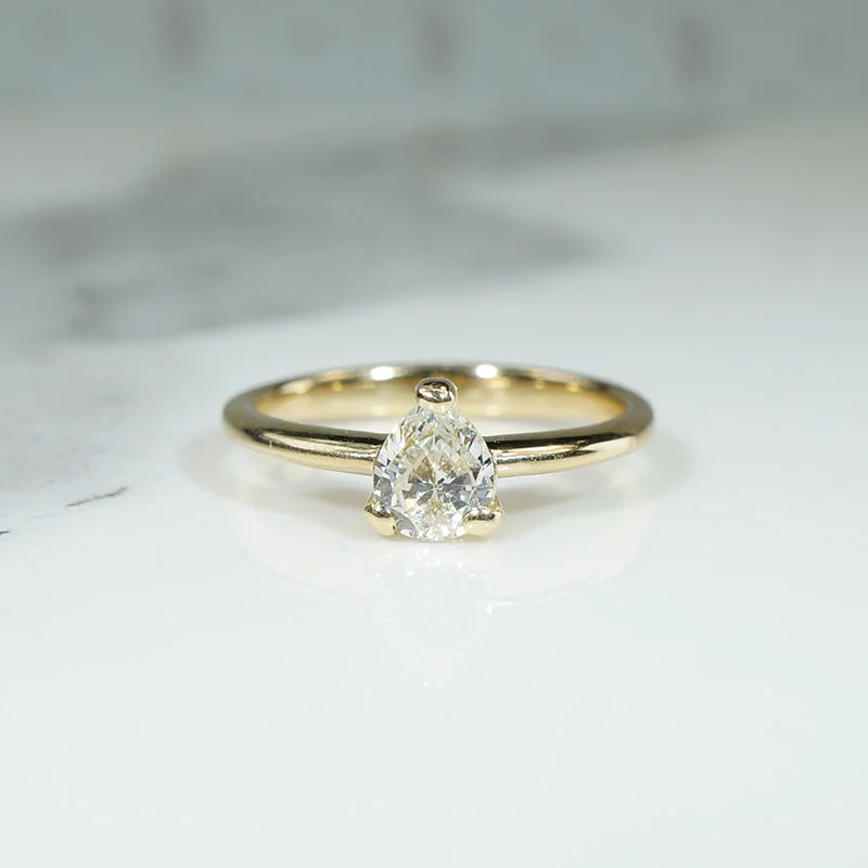 Women’s engagement rings with white sapphires-Pear-Shaped Old Mine Cut Diamond Solitaire by 720