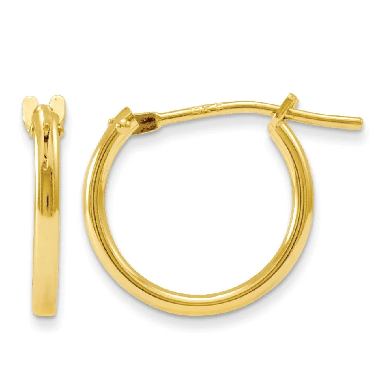 Women’s long earrings-14KT Yellow Gold 11MM Hoop Earrings