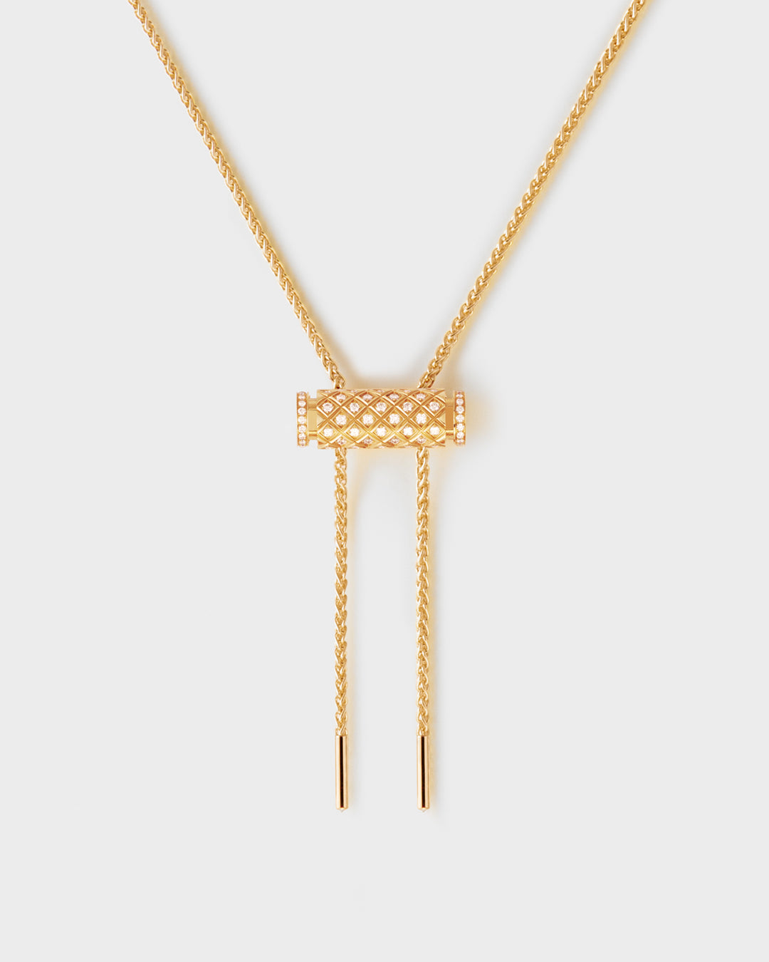 Women’s gold-plated necklaces-Diamond Latch Pendant on MM Chain in Yellow Gold