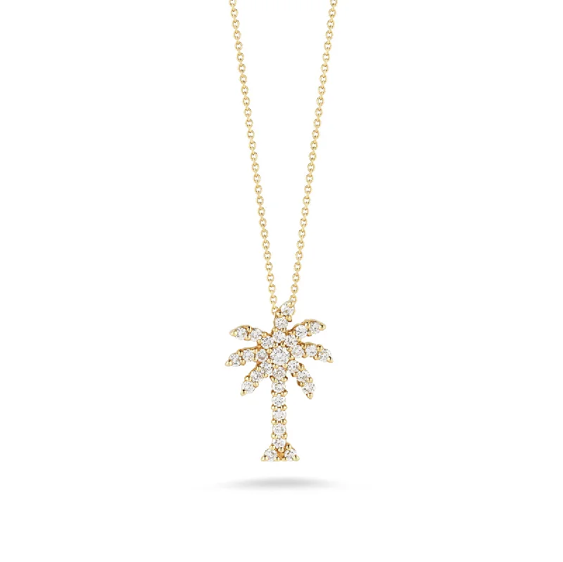 Women’s art deco necklaces-Large Palm Tree Pendant with Diamonds