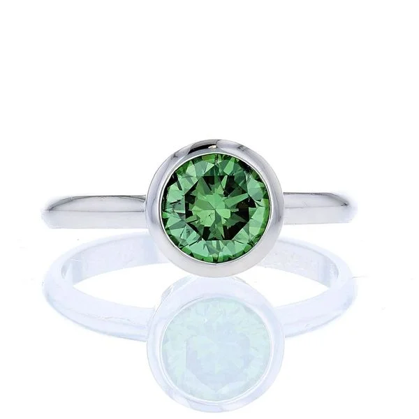 Women’s luxury diamond solitaire engagement rings-Green Diamond Solitaire