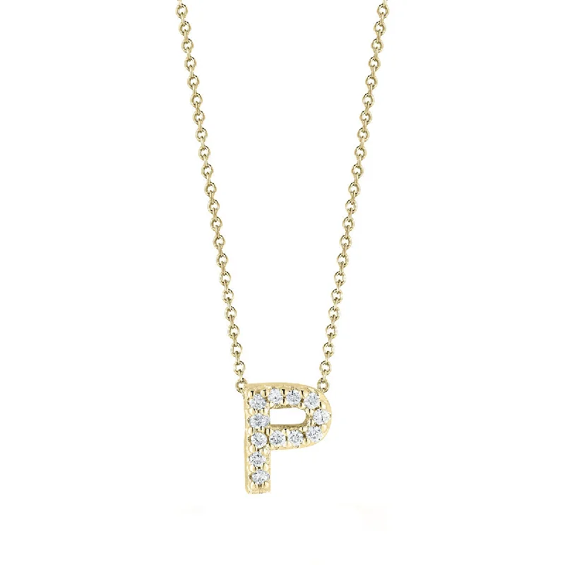 Women’s chain necklaces-Love Letter P Pendant with Diamonds