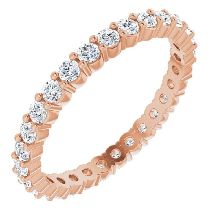 Women’s radiant cut engagement rings-14K Rose 5/8 CTW Natural Diamond Eternity Band Size 4.5