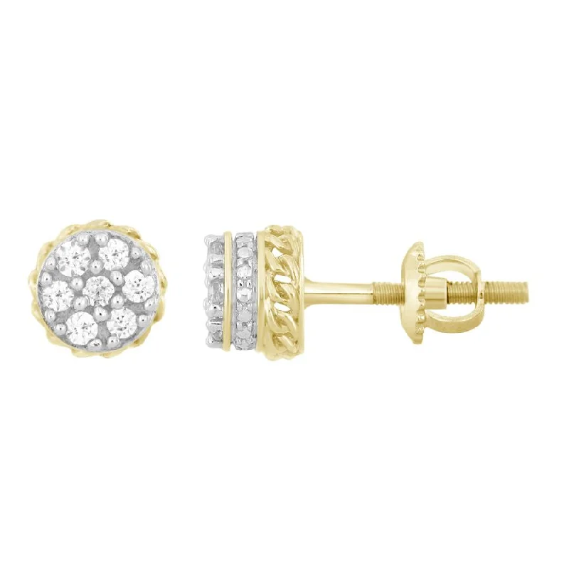 Women’s vintage earrings-LADIES EARRINGS 0.15CT ROUND DIAMOND 10K YELLOW GOLD