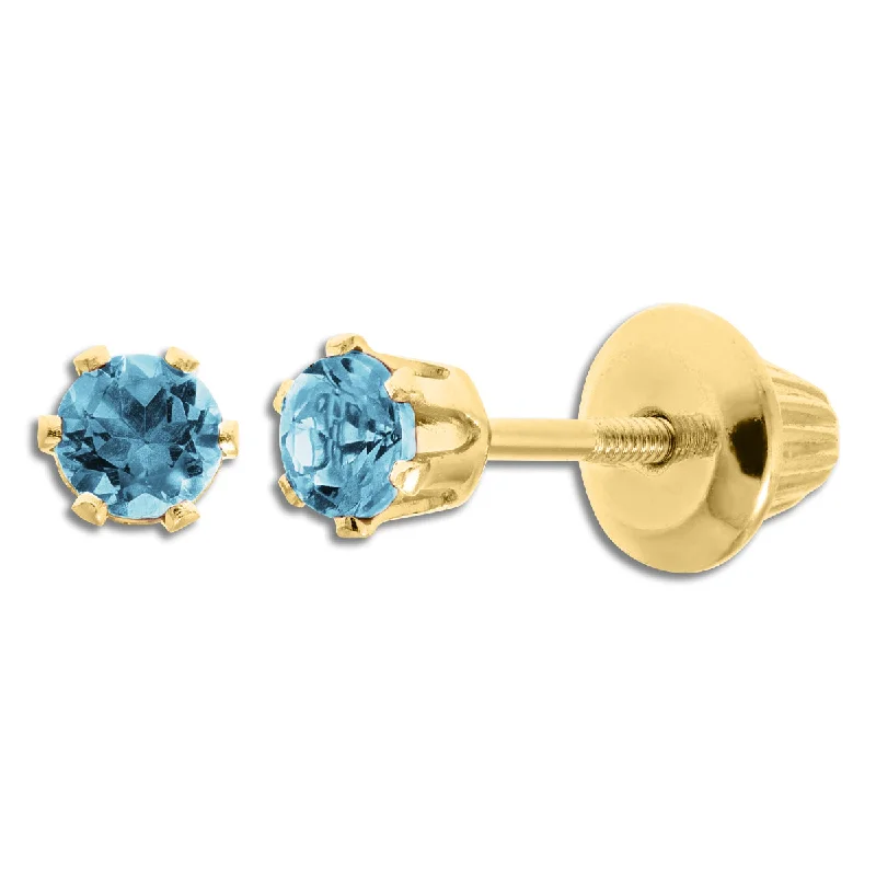 Women’s bridal earrings-Kiddie Kraft 14KT Yellow Gold Round Topaz Childrens Birthstone Stud Earrings