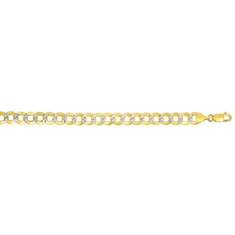 Women’s engagement rings with white sapphires-14kt Gold 24" Yellow+White Finish Diamond Cut Comfort Pave Curb Chain with Lobster Clasp CPC250-24