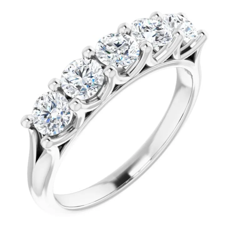 Women’s rose gold engagement rings with diamonds-Platinum 1 CTW Natural Diamond Anniversary Band