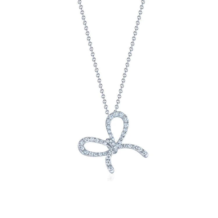 Women’s butterfly necklaces-KWIAT Elements Bow Pendant with Diamonds N-9540-0-DIA-18KW