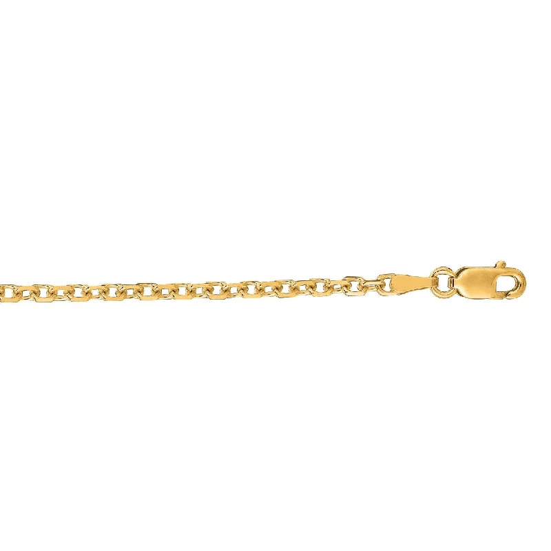 Women’s cushion cut engagement rings-14kt 22" Yellow Gold Diamond Cut Cable Link Chain with Lobster Clasp CAB060-22