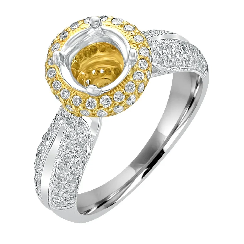 Women’s affordable platinum engagement rings-18KT .80CTW Halo Setting for 1CT Round Diamond