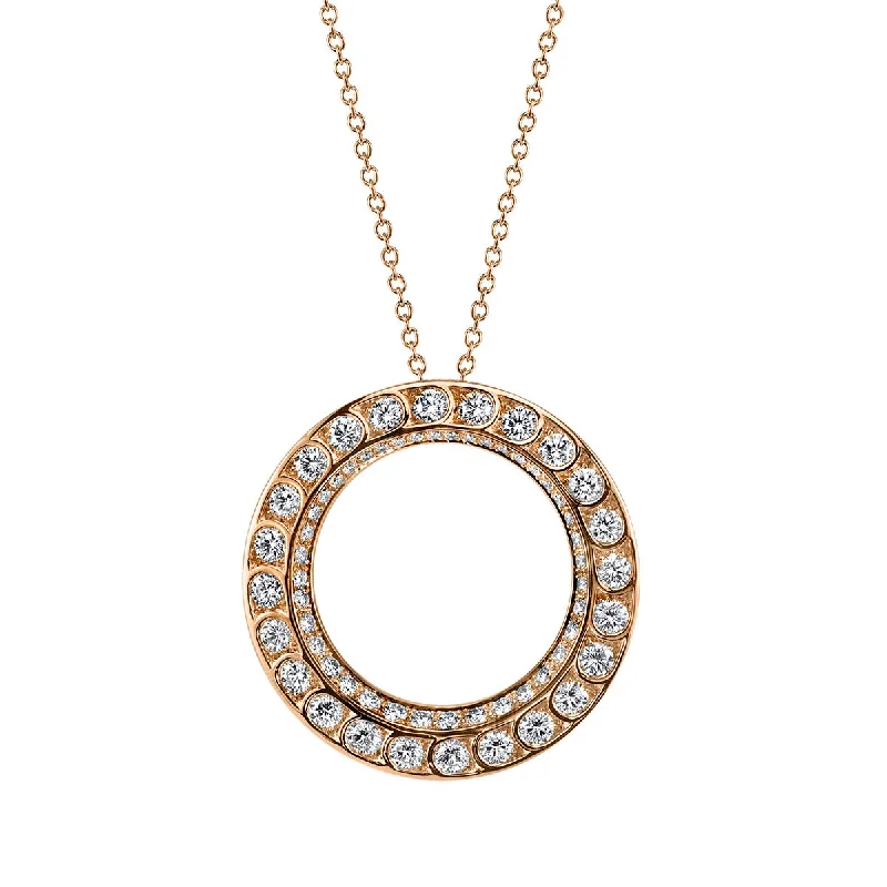 Women’s silk thread necklaces-Scallop Artisan Diamond Large Circle Pendant