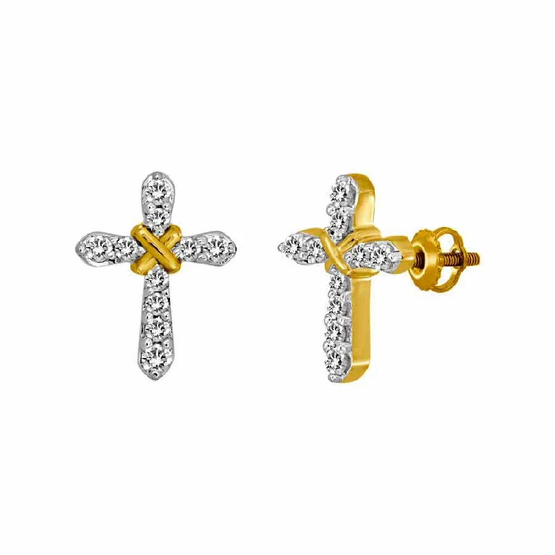 Women’s diamond stud earrings-LADIES EARRINGS 0.15CT ROUND DIAMOND 10K YELLOW GOLD