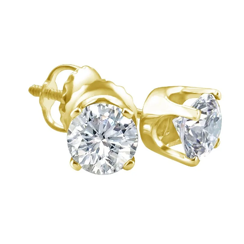 Women’s custom earrings-Premiere 1/2 CTW Diamond Solitaire Stud Earrings in 14KT Yellow Gold