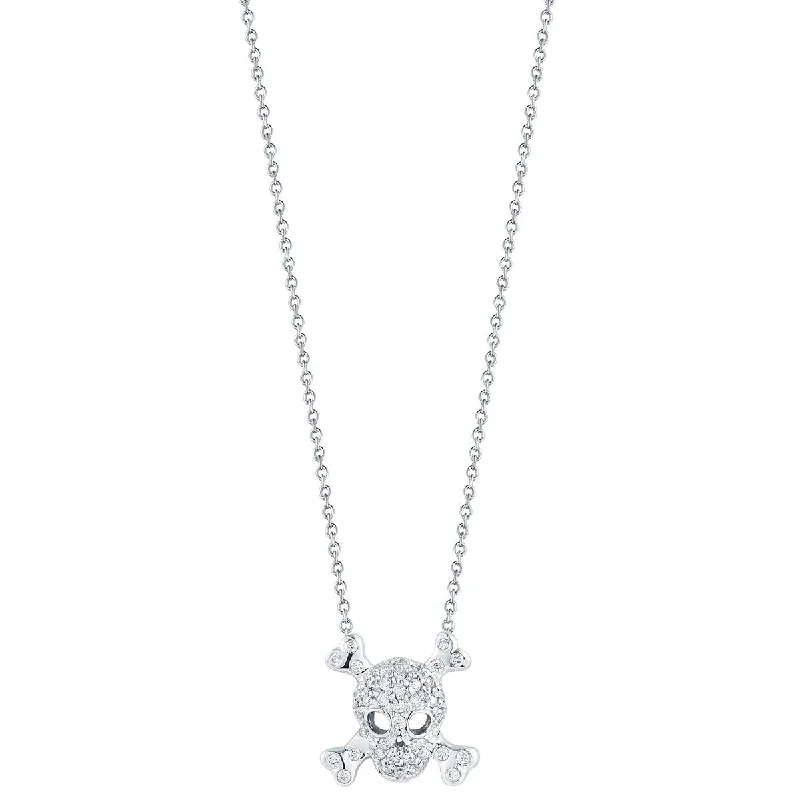 Women’s pearl drop necklaces-Skull and Crossbone Pendant with Diamonds