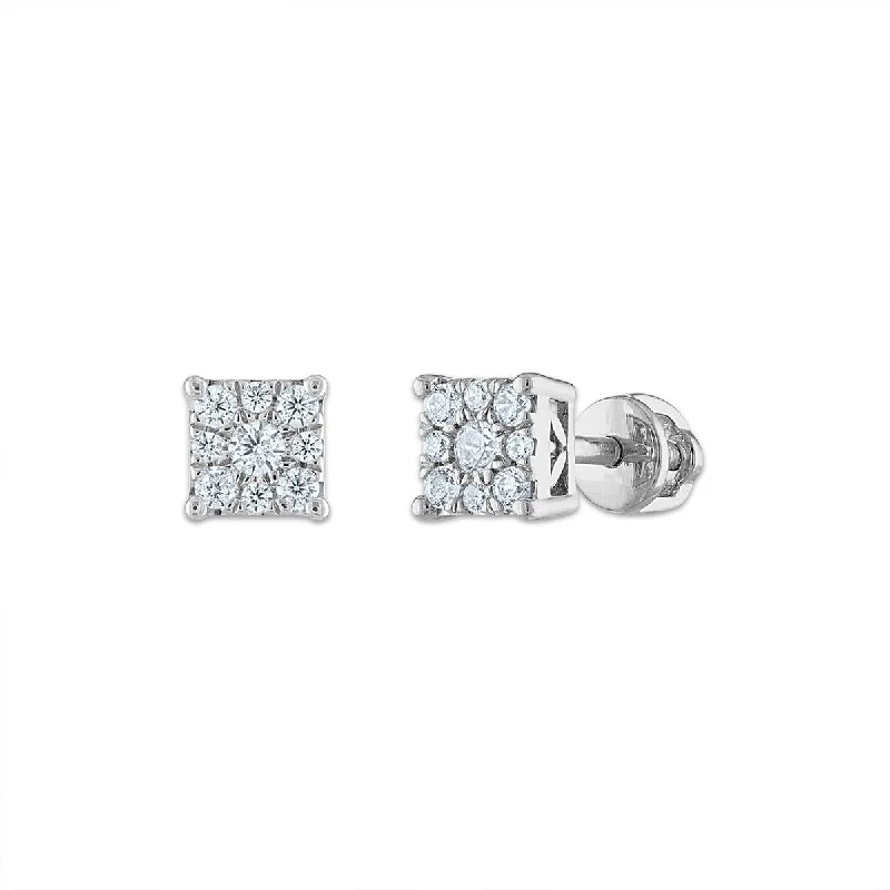 Women’s cubic zirconia stud earrings-EcoLove 1/4 CTW Lab Grown Diamond Cluster Stud Earrings in 14KT White Gold