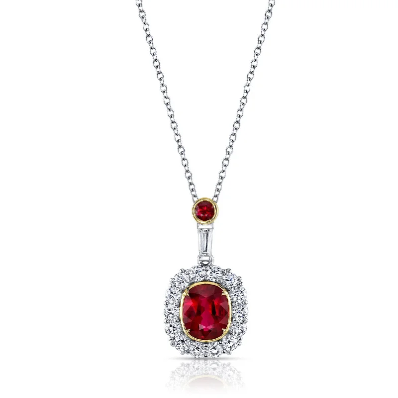 Women’s statement necklaces-Ruby and Diamond Pendant