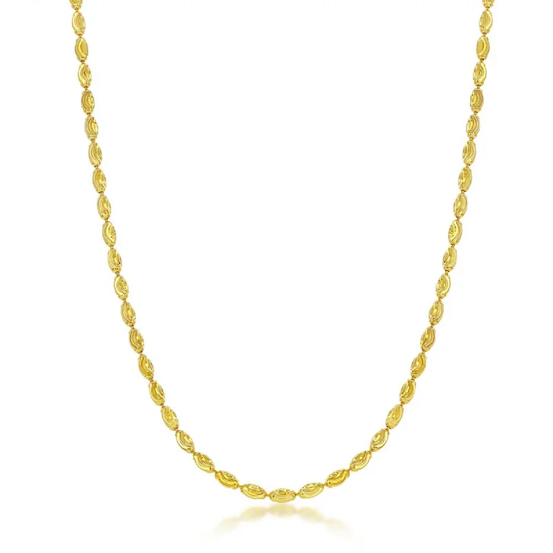 Women’s gold necklaces-Links Of Italy Unisex Chain - Sterling Silver 2mm Oval Moon Cut, 24 Inch | Q-5738-24