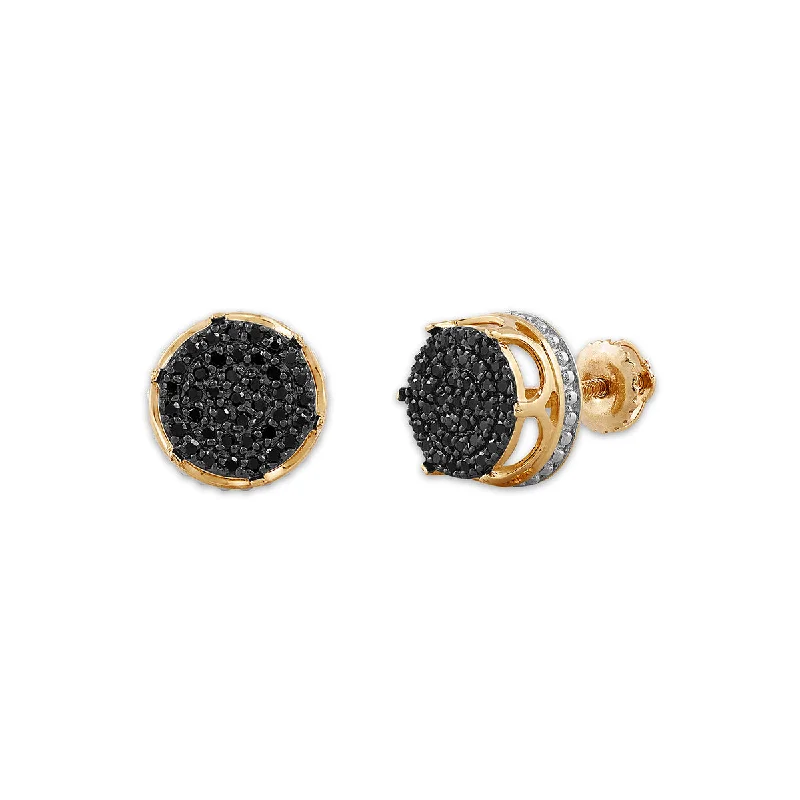 Women’s luxury pearl earrings-Titan by Adrian Gonzalez 10KT Yellow Gold 1/4 CTW Black Diamond Earrings