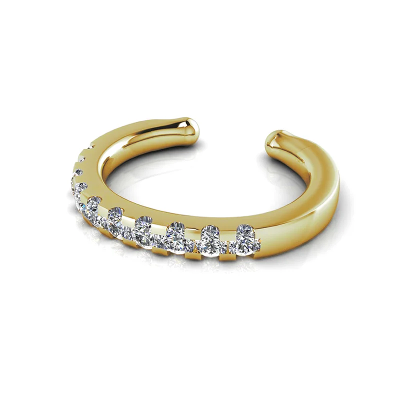 Women’s crystal earrings-Pavé-All-Day Ear Cuff in 14K Gold