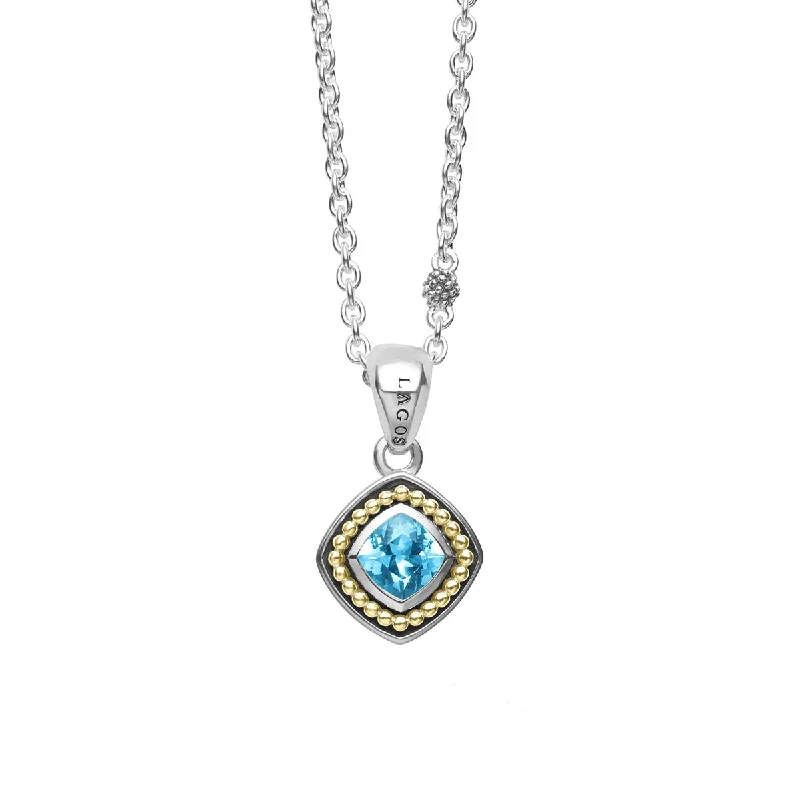 Women’s anniversary necklaces-Rittenhouse Blue Topaz Pendant in Sterling Silver with 18K Yellow Gold on Chain 18inch