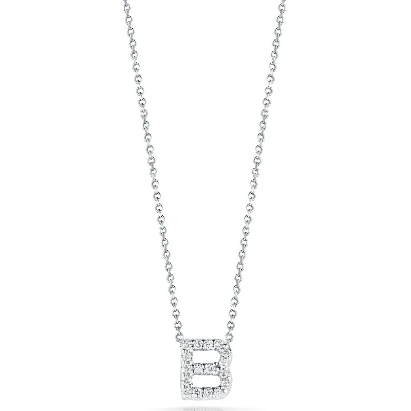 Women’s gold chain necklaces-Love Letter B Pendant with Diamonds