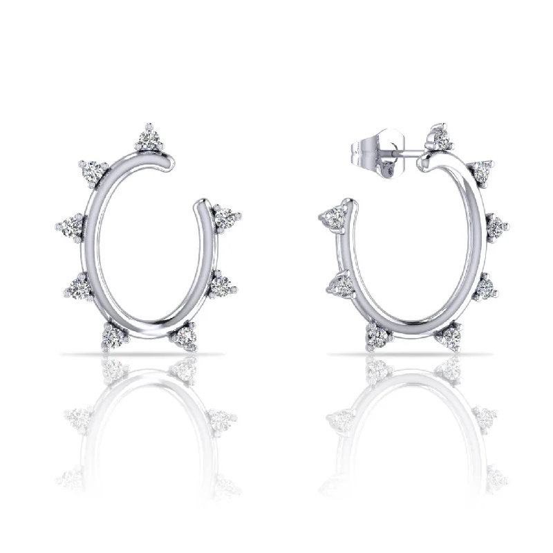 Women’s silver drop earrings-Spiky Oval Earrings