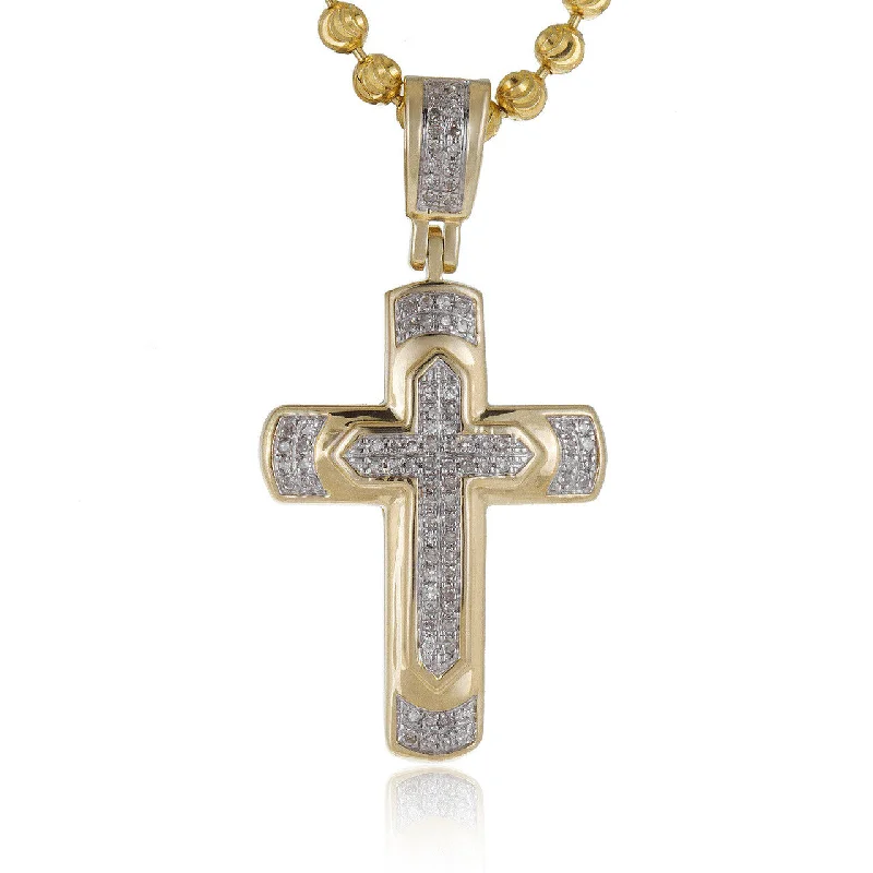 Women’s engraved necklaces-10k Yellow Gold .13ct Diamond Cross Pendant