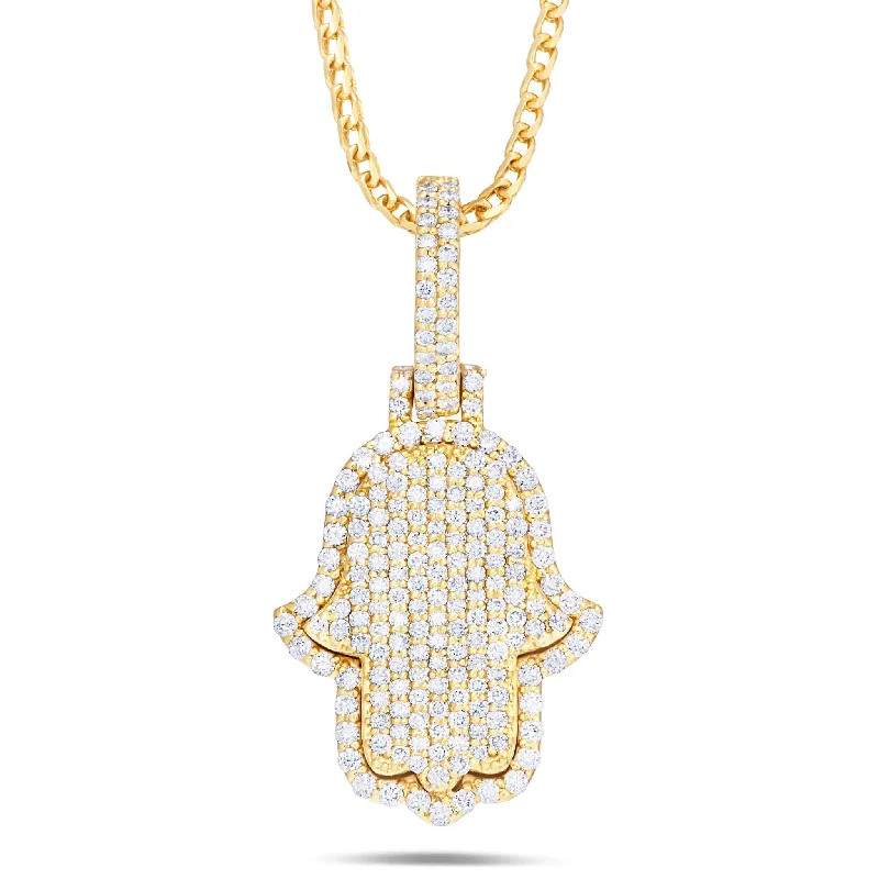 Women’s chain and pendant necklaces-Shyne Collection 14K Gold 0.81ct Diamond Hamsa Pendant