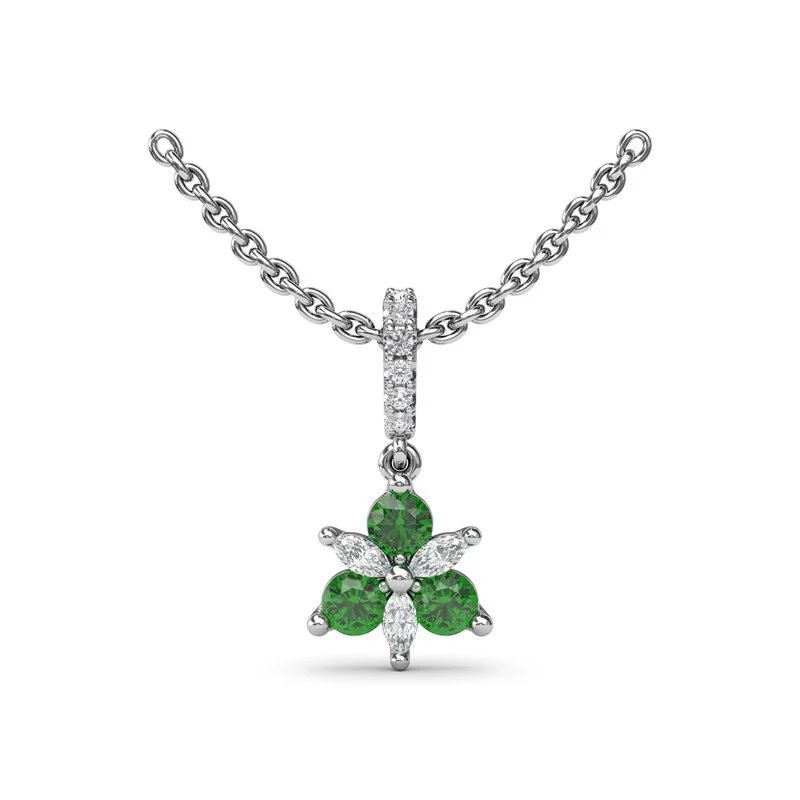 Women’s diamond-encrusted necklaces-Trio Stud with Marquise and Emerald Diamond Pendant P1894E