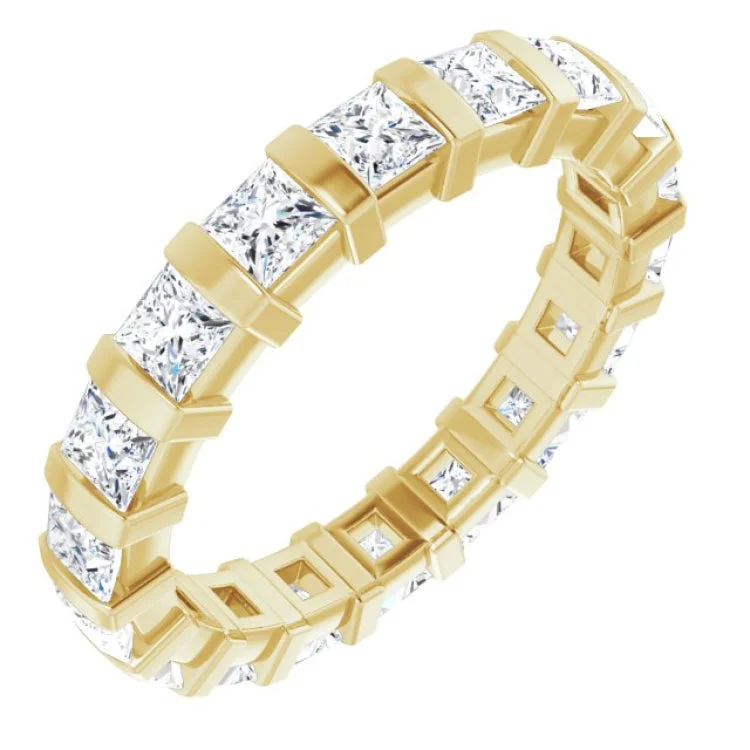 Women’s cushion cut solitaire engagement rings-14K Yellow 1 5/8 CTW Diamond Eternity Band