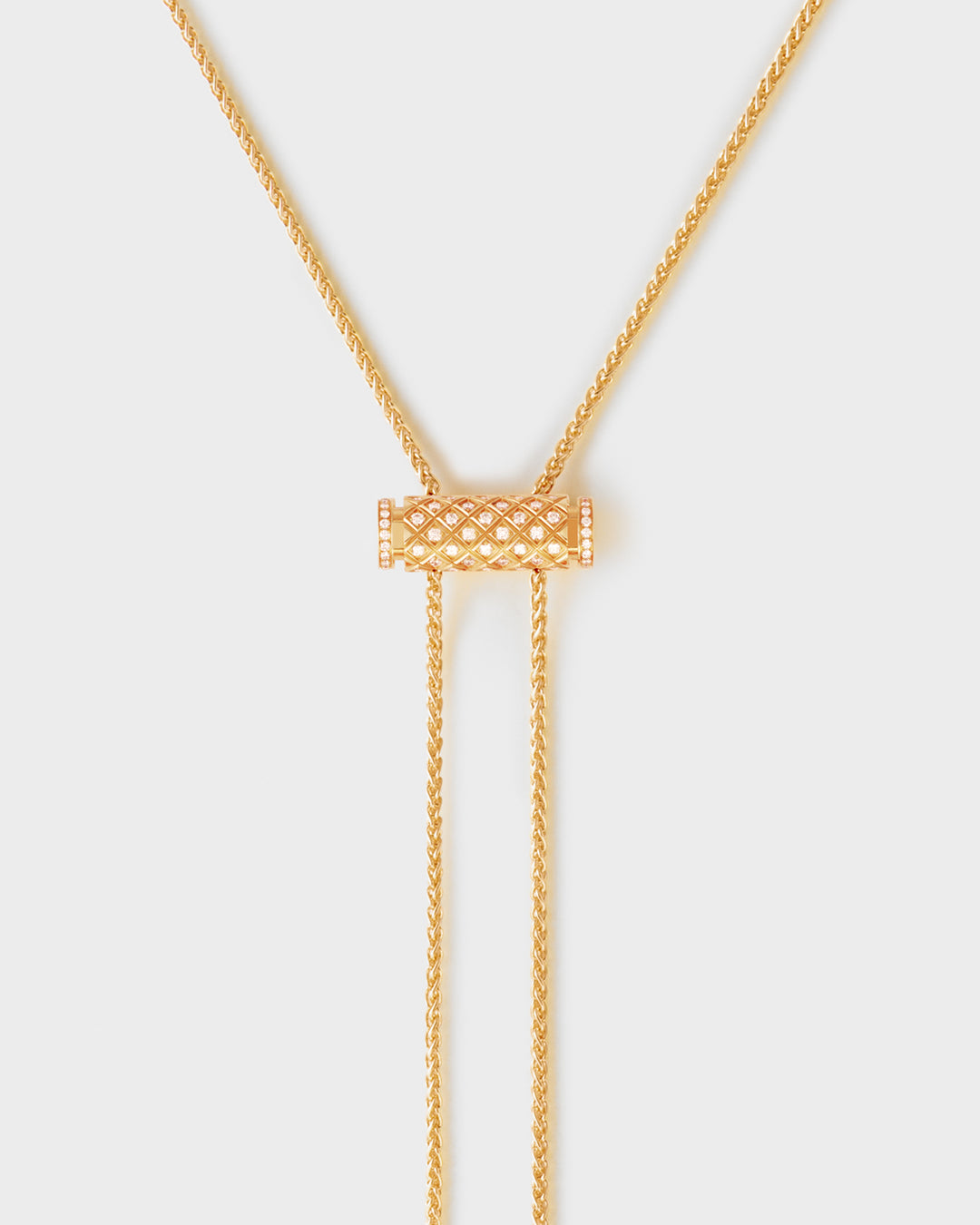 Women’s simple necklaces-Diamond Latch Pendant on GM Chain in Yellow Gold