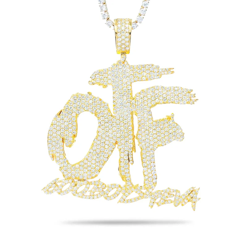 Women’s bohemian necklaces-Custom Lil Durk "OTF" Diamond Pendant