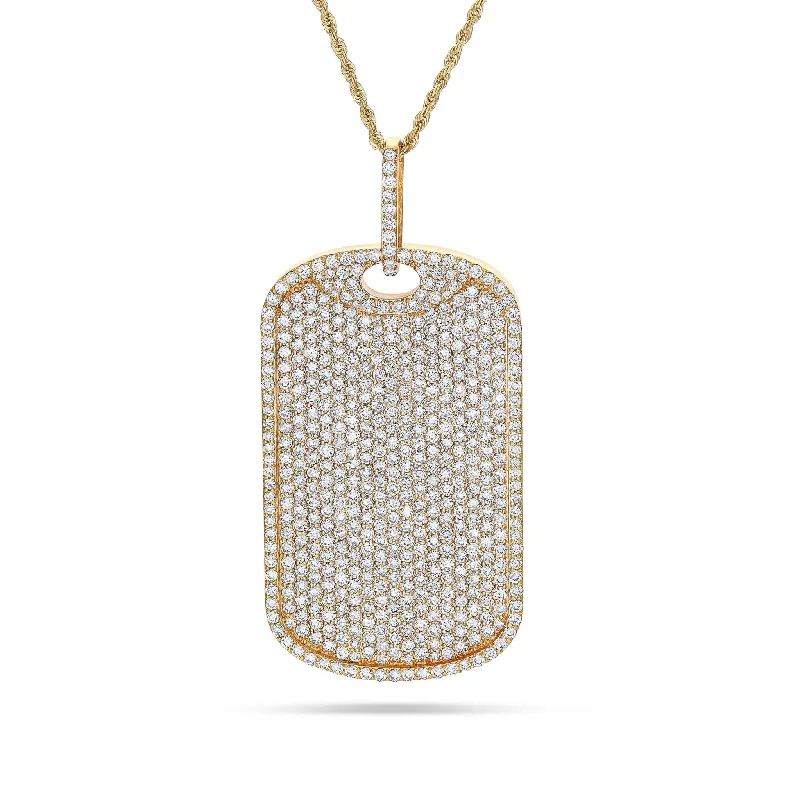 Women’s minimalist gold necklaces-Custom Diamond Dog tag Pendant