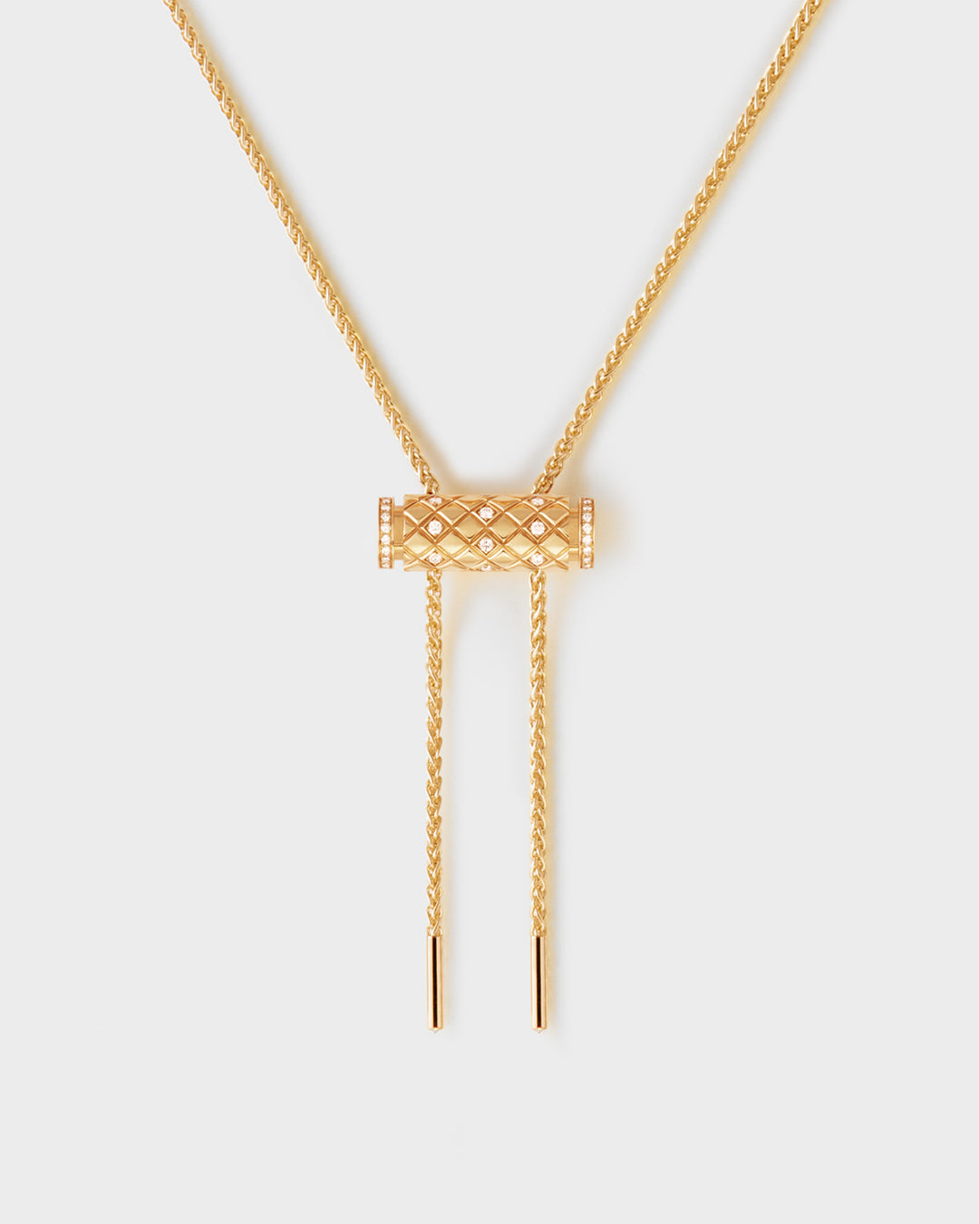 Women’s minimalist necklaces-Semi-Paved Latch Pendant on MM Chain in Yellow Gold