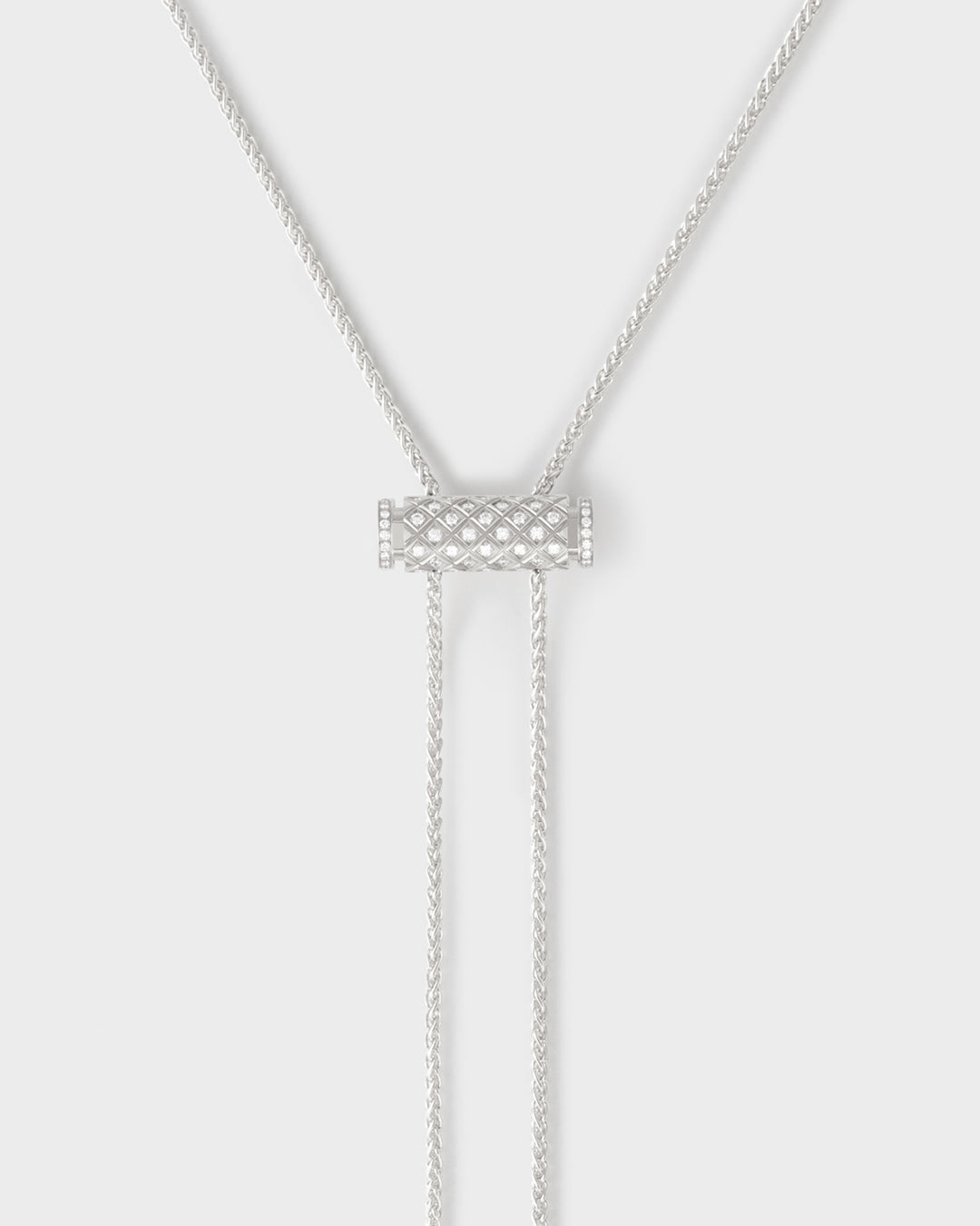 Women’s pearl pendant necklaces-Diamond Latch Pendant on GM Chain in White Gold