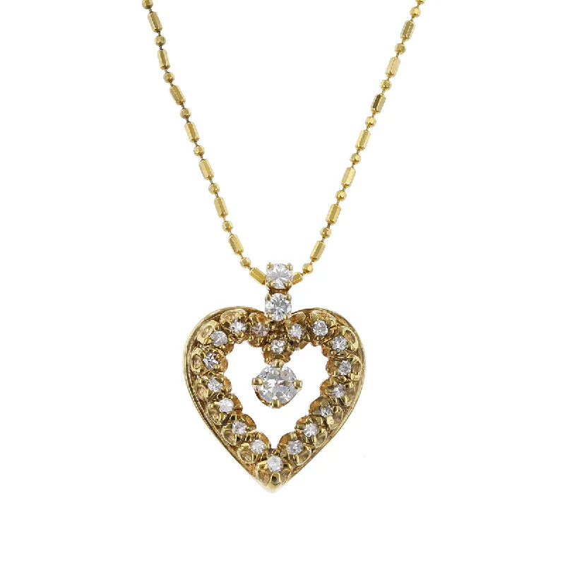 Women’s designer necklaces-Mid-Century European-cut Diamond Heart Shaped Pendant