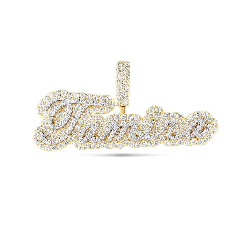 Women’s men’s style necklaces-Your Name - Customizable Gold & Diamond Bilevel Name Pendant