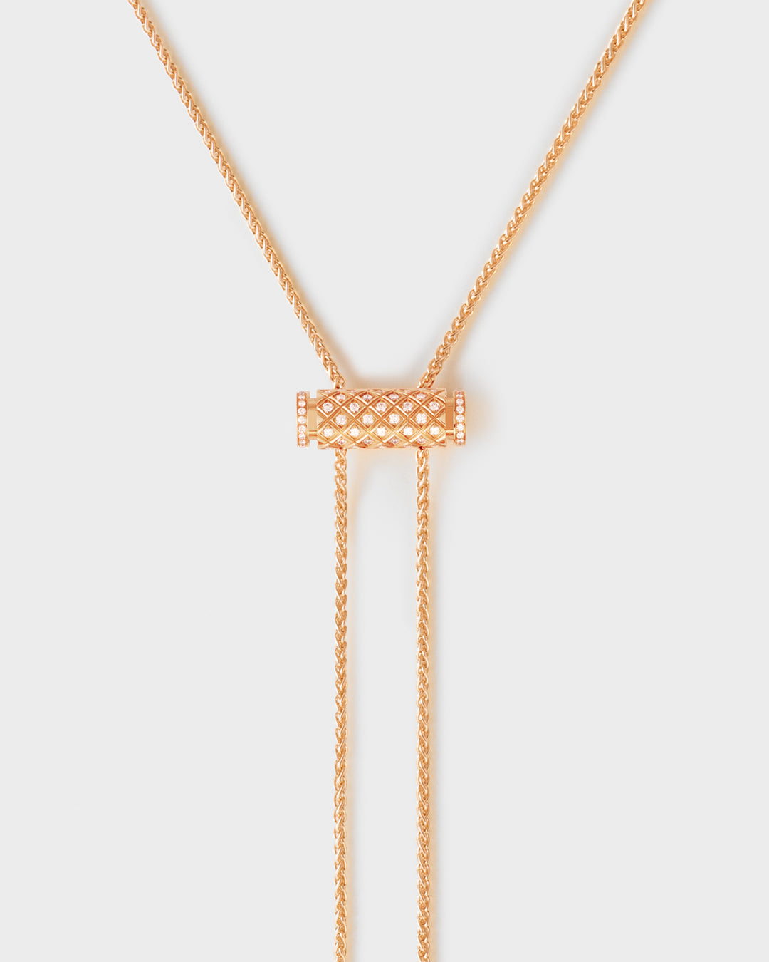 Women’s sterling silver necklaces-Diamond Latch Pendant on GM Chain in Rose Gold