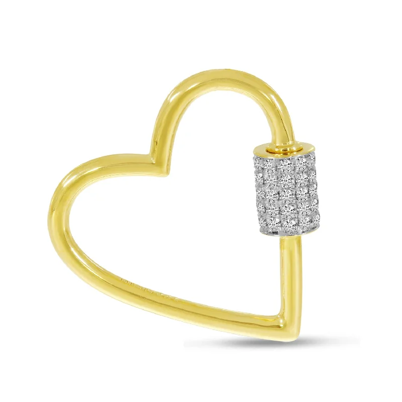 Women’s chain and pendant necklaces-14K Yellow Gold Diamond Heart Lock Pendant P10807