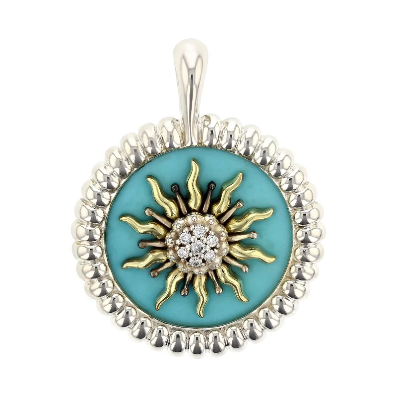 Women’s diamond chokers-Slane Turquoise and Diamond Sunburst Pendant