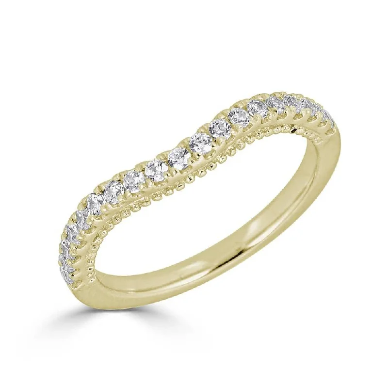 Women’s engagement rings with vintage flair-JULEVE 14KT GOLD 0.19 CTW DIAMOND CURVED MILGRAIN BAND