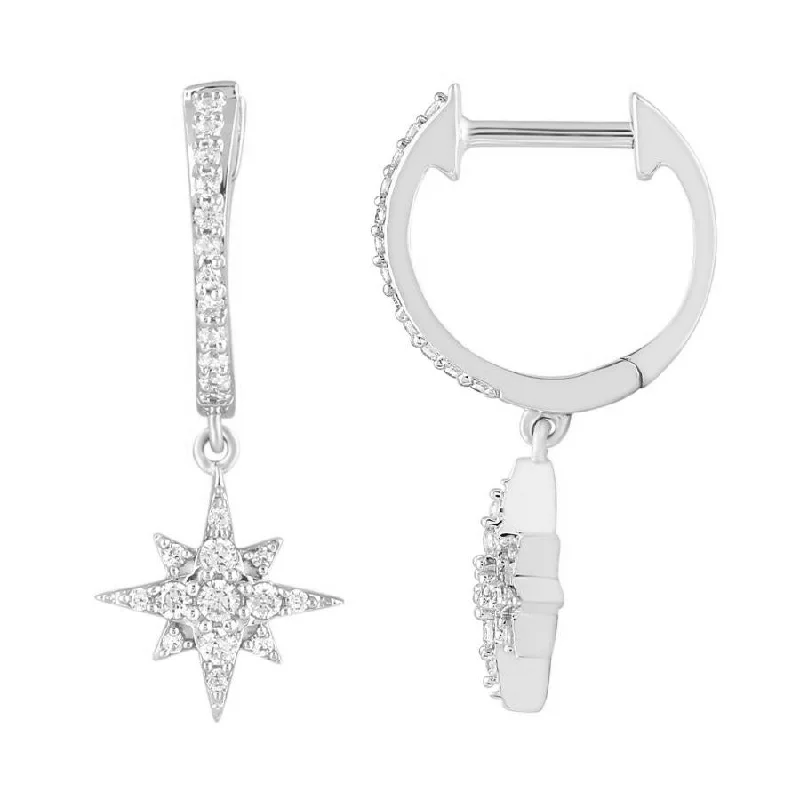 Women’s chandelier drop earrings-LADIES EARRINGS 0.25CT ROUND DIAMOND 10K WHITE GOLD