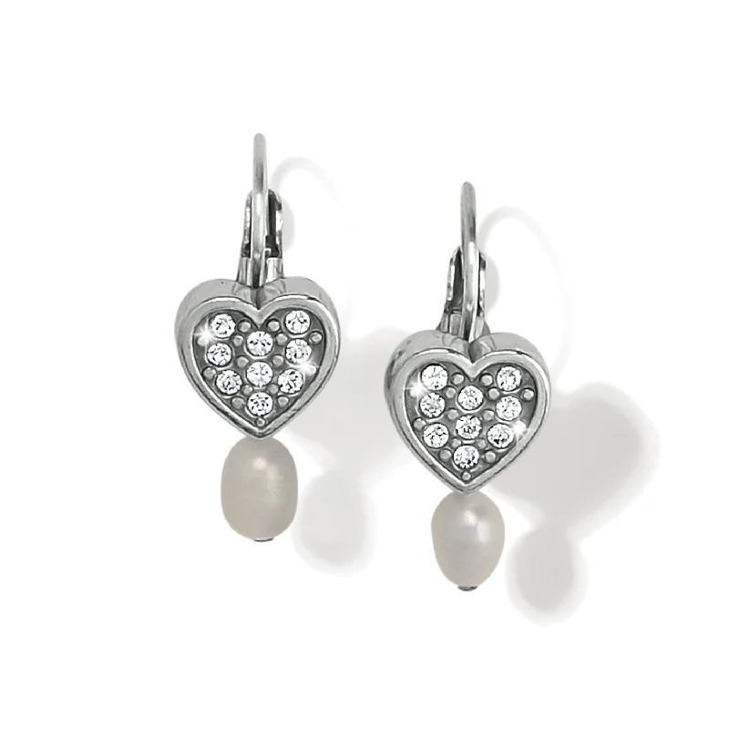 Women’s pearl earrings-Meridian Zenith Heart Pearl Leverback Earrings