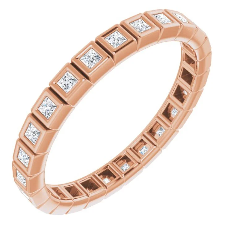 Women’s elegant engagement rings-14K Rose 1/3 CTW Diamond Eternity Band