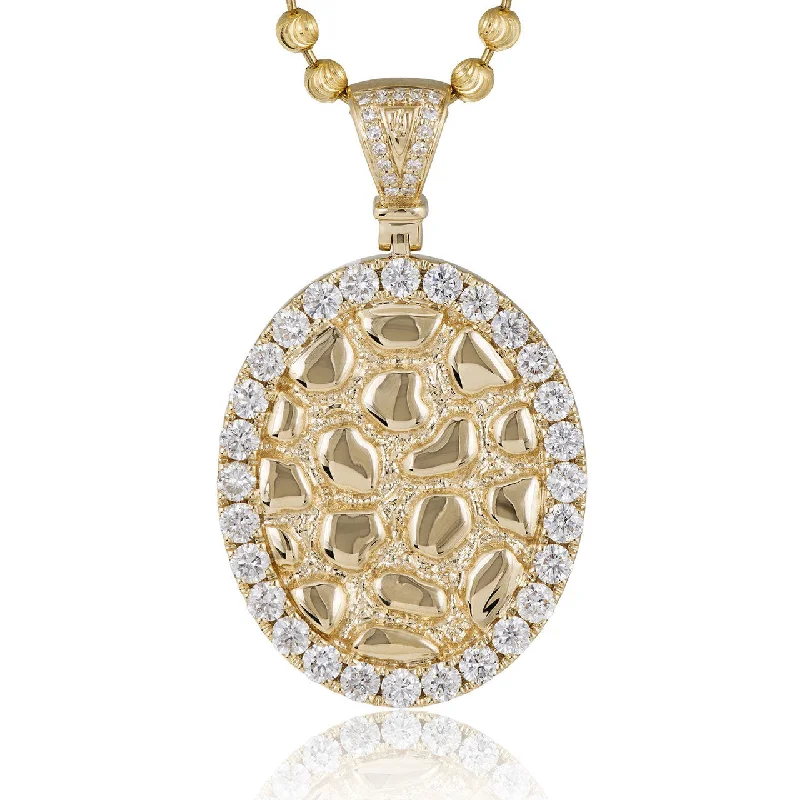 Women’s spiritual necklaces-14k Yellow Gold 2.39ct Diamond Oval Design Pendant