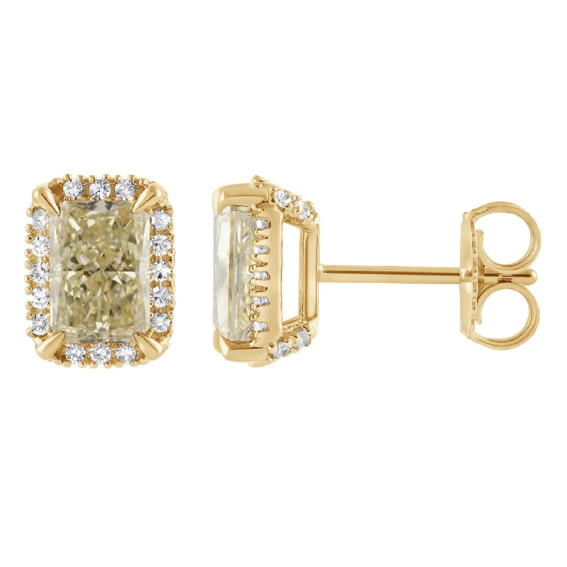 Women’s multi-layer earrings-Signature EcoLove 2-1/4 CTW Fancy Yellow Lab Grown Diamond Earrings in 14KT Yellow Gold