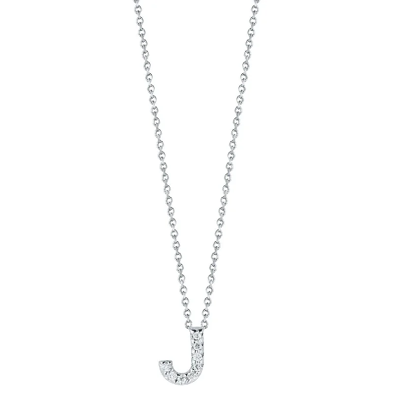 Women’s trendy necklaces-Love Letter J Pendant with Diamonds