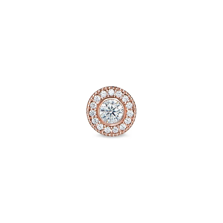 Women’s affordable halo engagement rings-Rose Gold Finish Sterling Silver Micropave Round Simulated Diamond Charm with Simulated Diamonds