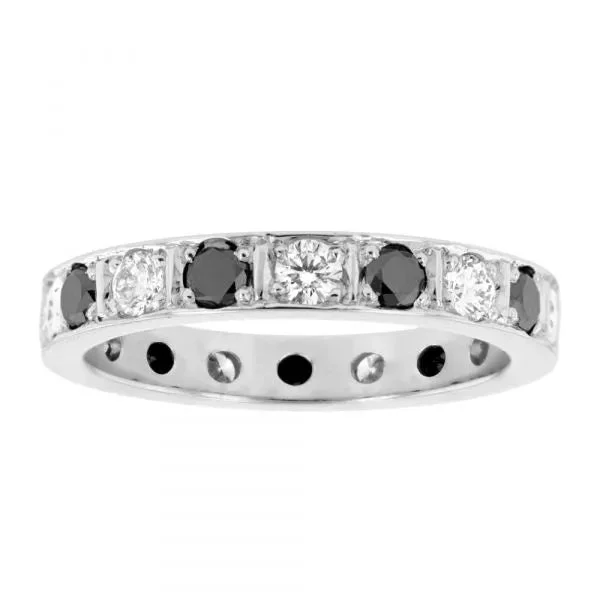 Women’s platinum solitaire engagement rings-White and Black Diamond Band